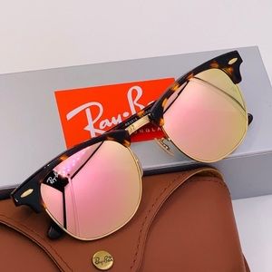 Ray Ban RB3016 Clubmaster Sunglasses Pink Gold - Lightly Worn
